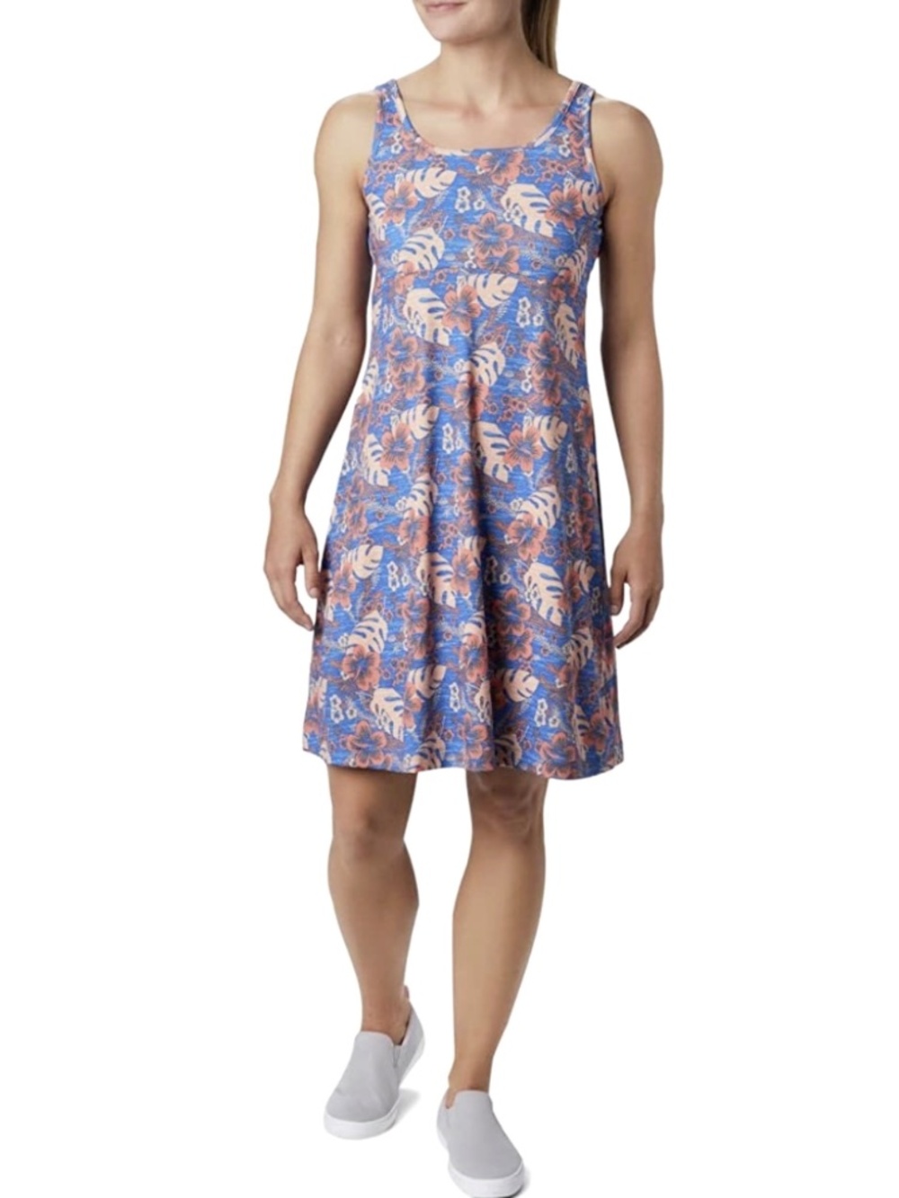 Columbia Stormy Blue Dress XXL Floral Omni-Freeze UPF50 PFG Freezer III Sporty